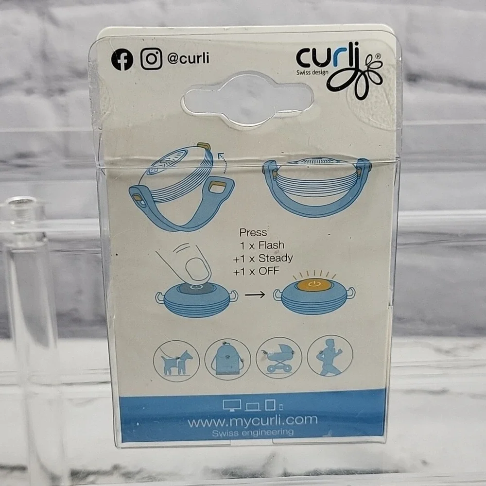 Curli Multi Function Safety Lights For Dog Collars Pack Of 2 Blue New in Box